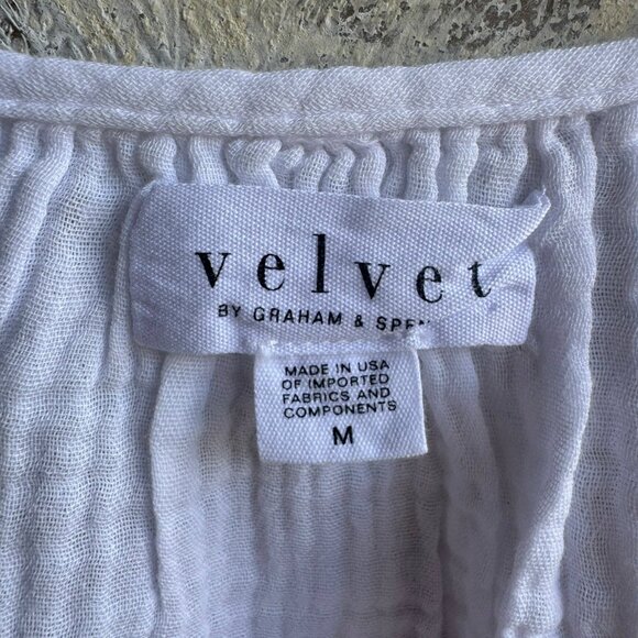 Velvet by Graham & Spencer V-Neck Short Sleeve White Gauze T-Shirt Size M - Picture 3 of 7
